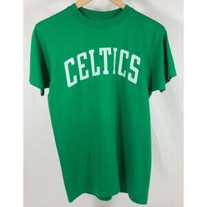 1980S  Boston Celtics White Green Single Stitch  T-Shirt Hanes Usa